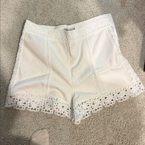 Zara Ivory Lace-Accented Shorts